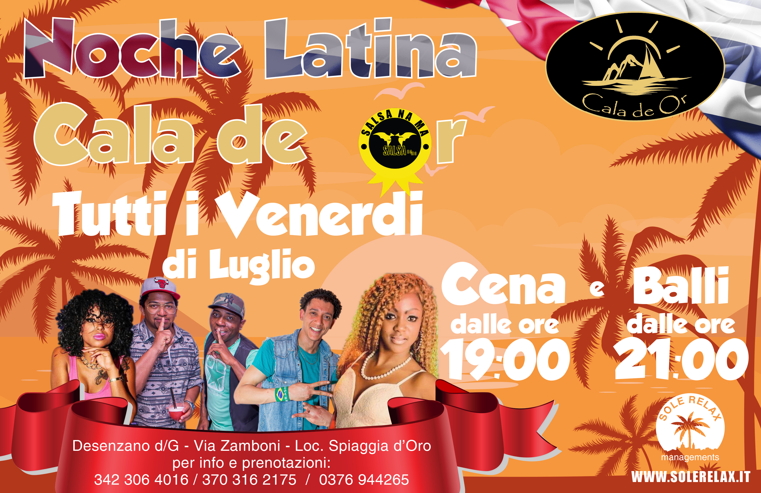 Tutti i Venerdì Noche Latina a Cala de Or - Desenzano del Garda - Via Zamboni - Loc. Spiaggia d'Oro - Vi aspettiamo a ballare - Eventi Venerdì Estivo 2017 Giugno e Luglio - Vi aspettiamo in particolare per l'ultima notte di Luglio