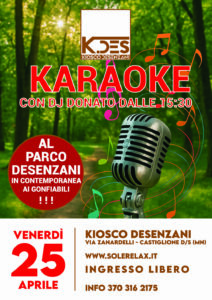 Karaoke al Parco Desenzani 25 Aprile 2025 con Dj Donato a Castiglione delle Stiviere