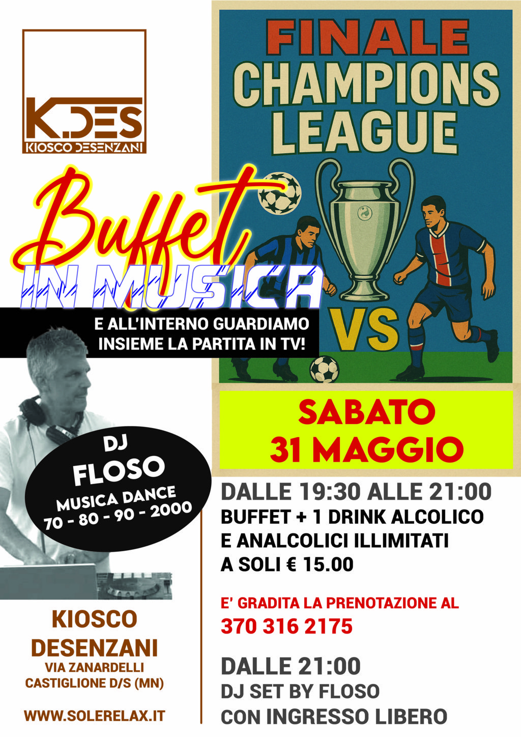 buffet in musica finale champions 31 maggio