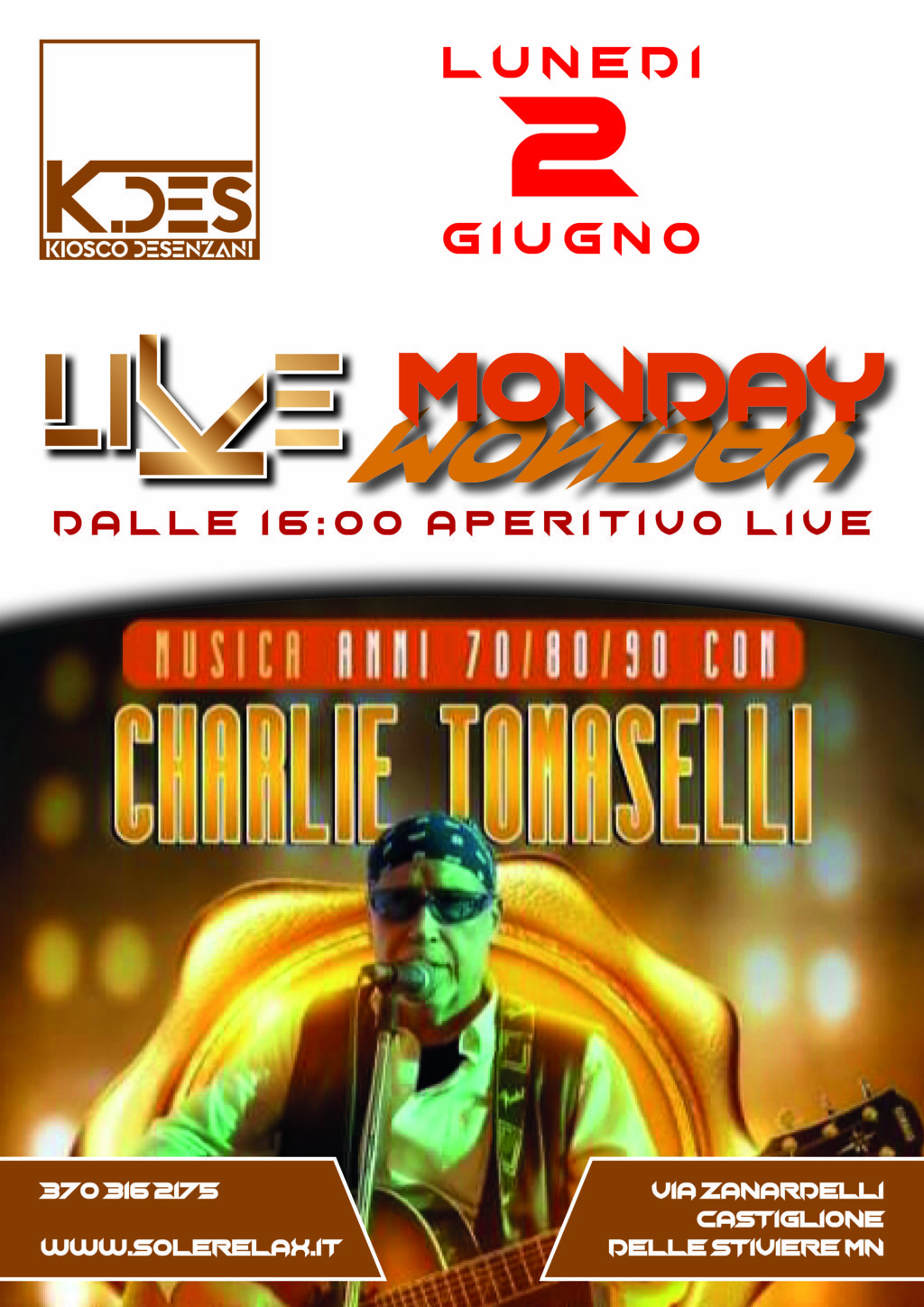 live monday 2 giugno charlie tomaselli