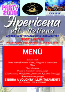 Party 2000 - Cala de Or - Desenzano del Garda - Apericena in Terrazza - Sabato 14 Giugno - menu