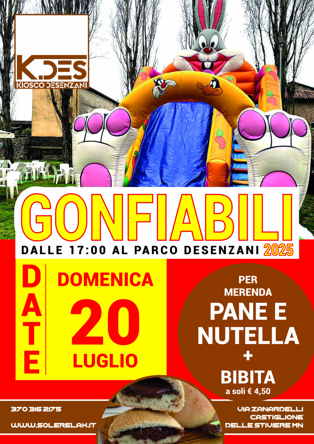 gonfiabili 20 luglio al K.DES