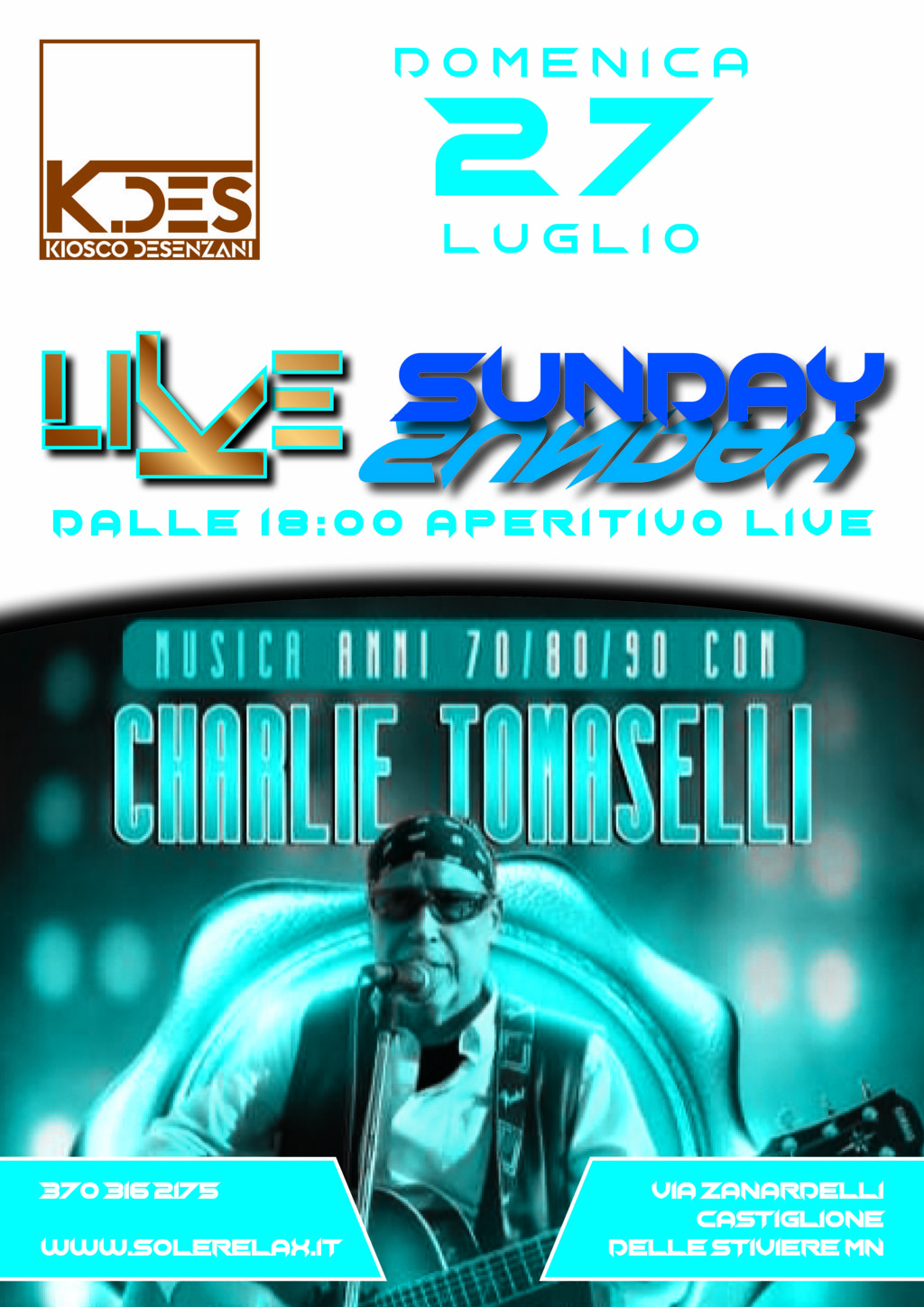 live sunday 27 luglio charlie tomaselli