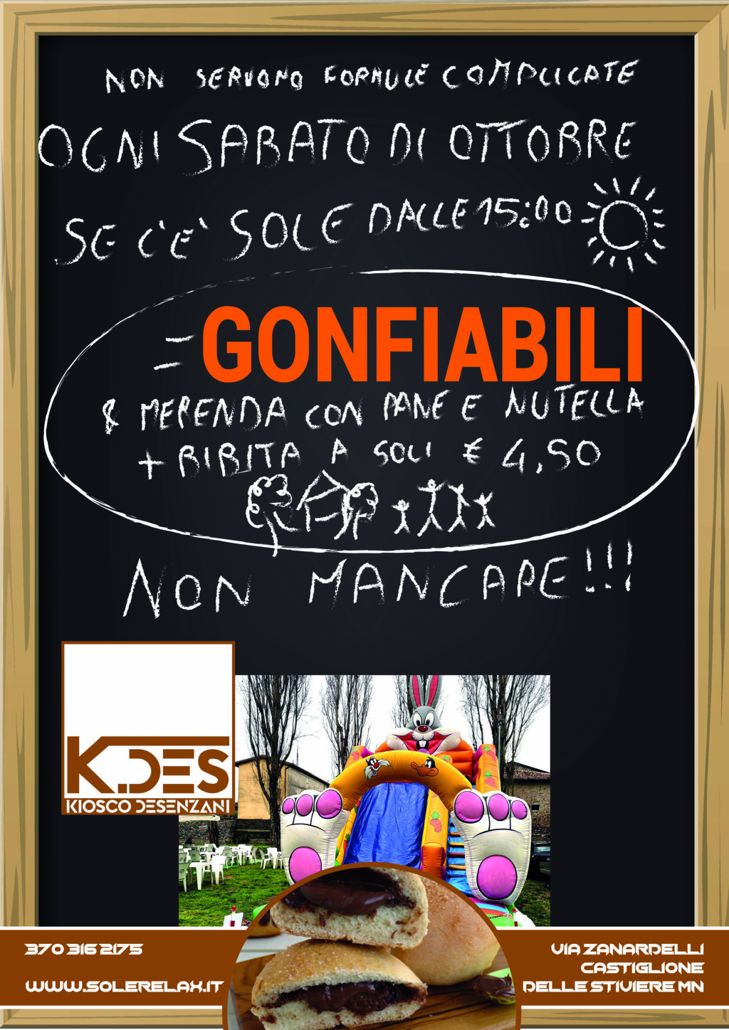 ogni Sabato di OTTOBRE dalle 15 gonfiabili al K.DES
