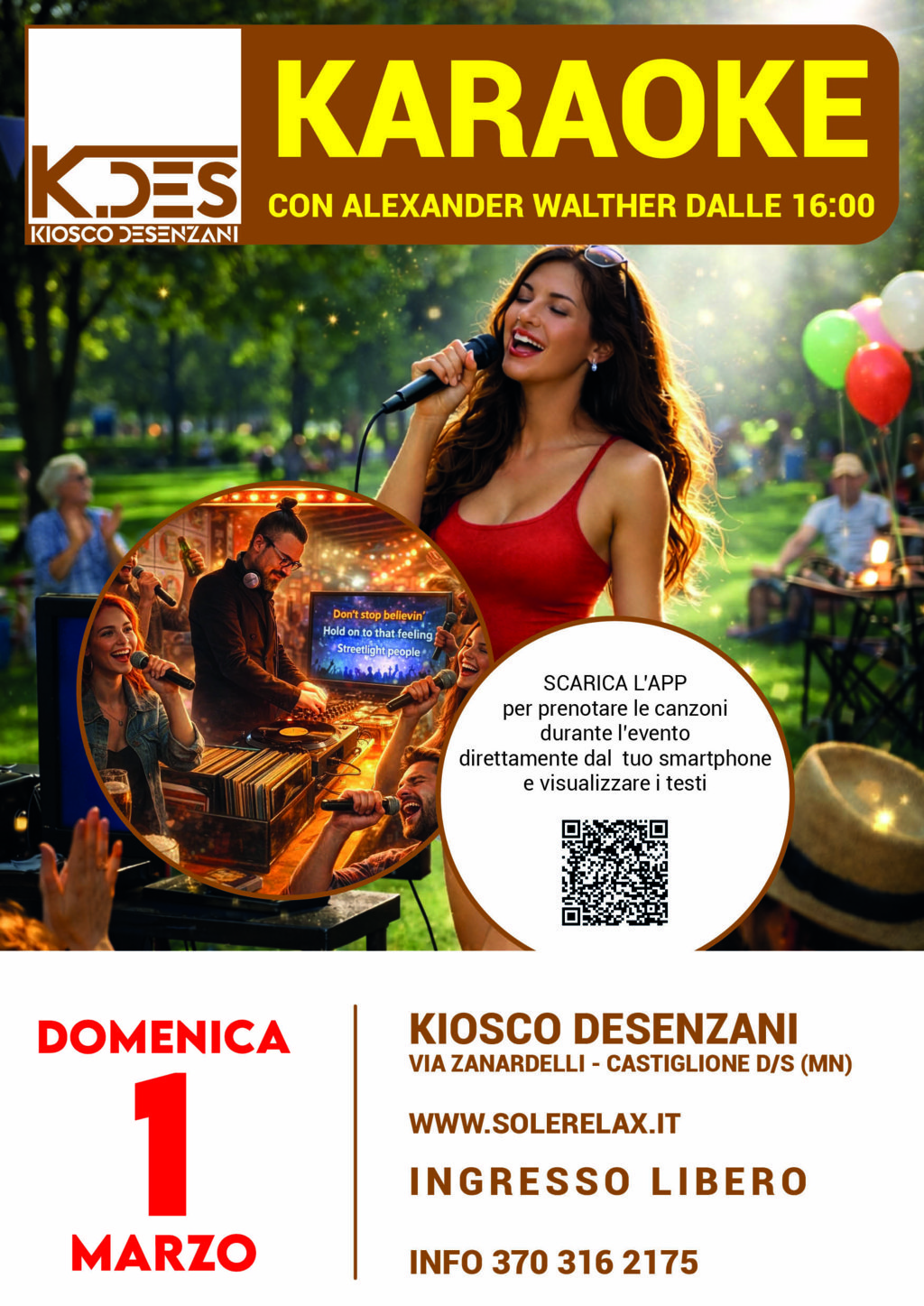 Karaoke DOMENICA 1 MARZO al K.DES di Castiglione delle Stiviere (MN)