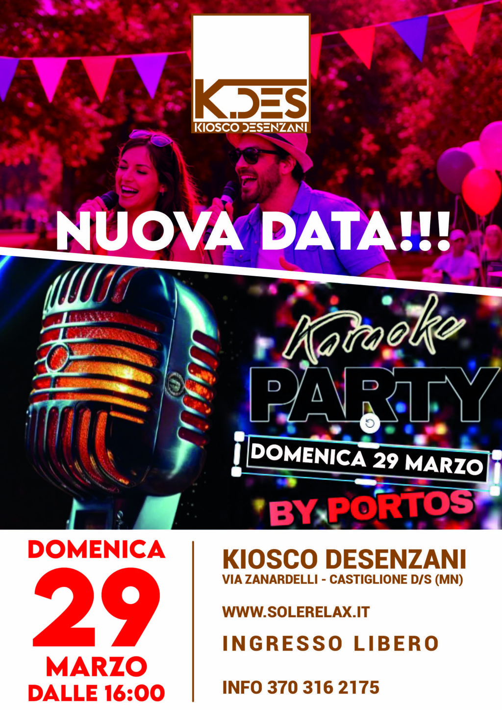 KARAOKE PARTY DOMENICA 29 MARZO al K.DES KIOSCO DESENZANI