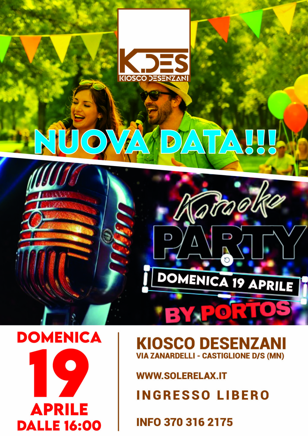 DOMENICA 19 aprile karaoke k.des