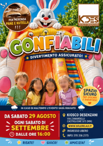 Gonfiabili Settembre al K.DES Kiosco Desenzani di Castiglione delle Stiviere (MN) presso il Parco Desenzani ogni sabato