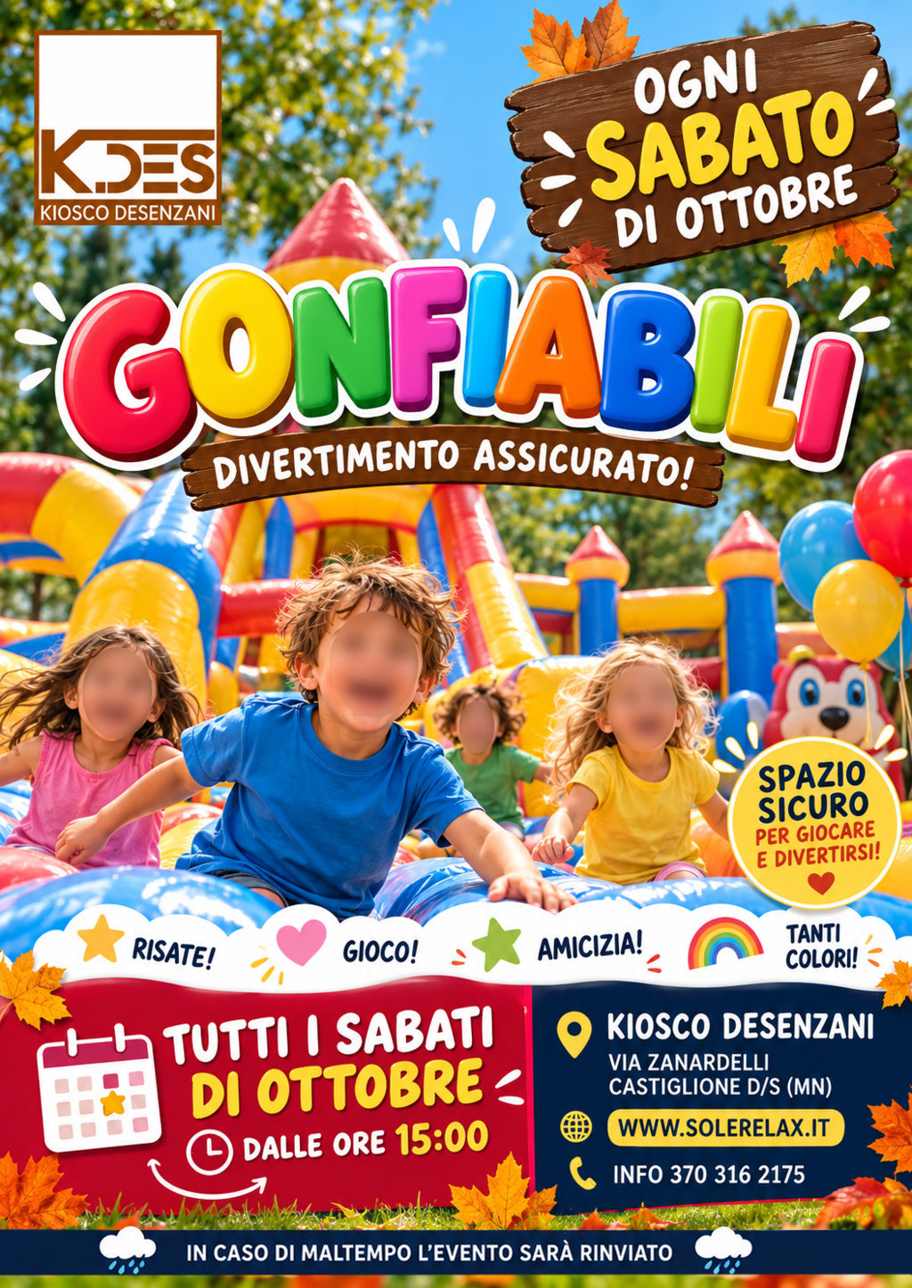 Gonfiabili Ottobre 2026 al K.DES Kiosco Desenzani