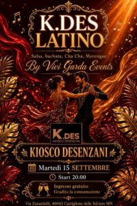 K.DES Latino arriva a Castiglione delle Stiviere martedì 15 settembre salsa, bachata, cha cha e merengue dalle 2000. Ingresso gratuito.