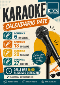 Karaoke Castiglione al K.DES Kiosco Desenzani ogni domenica di Settembre dalle ore 16 presso il Parco Desenzani