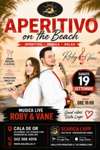 Musica live a Desenzano del Garda sabato 19 settembre 2026: Roby & Vane a Cala de Or dalle 16:00 per Aperitivo on the Beach alla Spiaggia d’Oro.